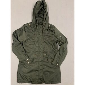 Madden NYC Jacket Woman's Size XS Olive Full Zip Military Style Long Sleeve Coat